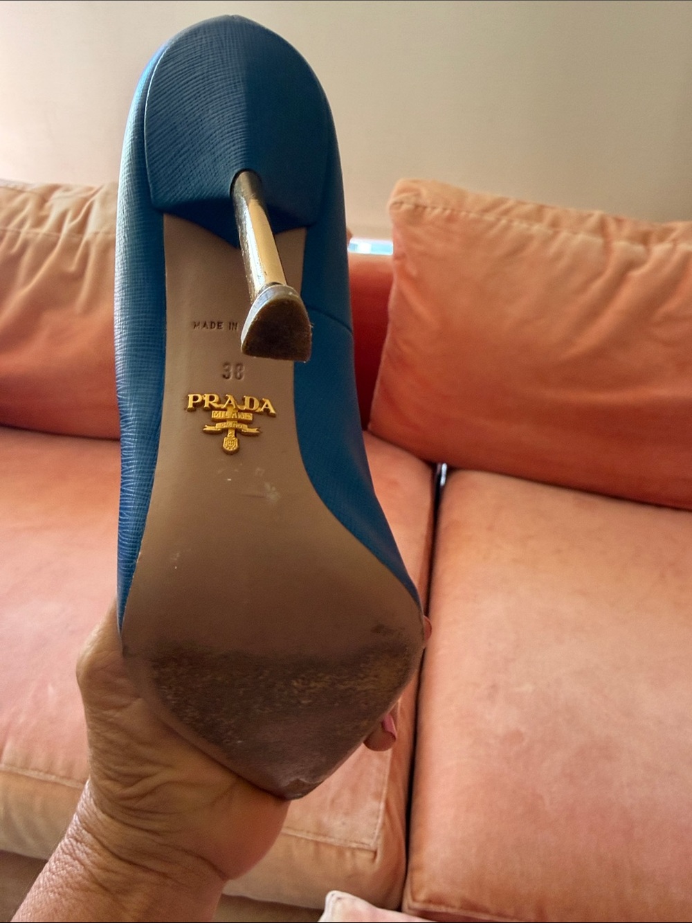 Prada Vibrant Blue Pointed-Toe Leather Pumps - Picture 3 of 5
